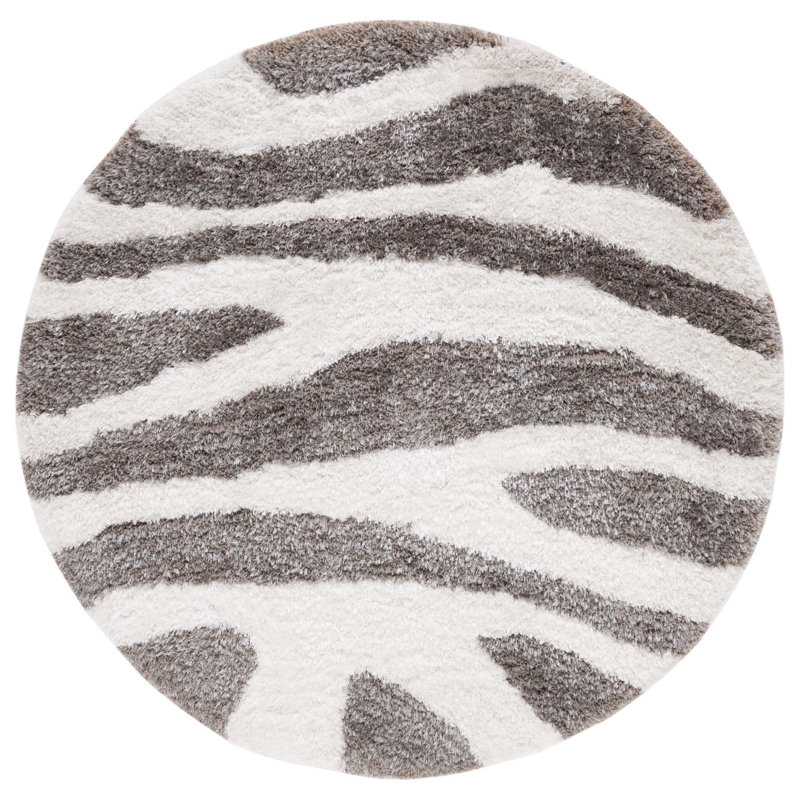 Hempstead Barcelona Shag Hand Tufted Performance Animal Print Rug, Round 5'