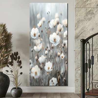 Grey Poppy Misty Morning - Floral Canvas Wall Art