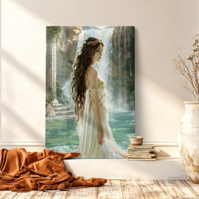 Greek Goddess Waterfall Canvas Wall Art  Mythological Classical Woman Print  36*24 inch- Living Room Decor