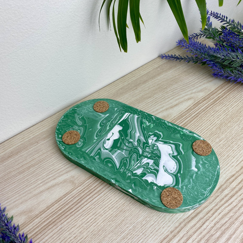Oval Trinket Tray Dish, Green