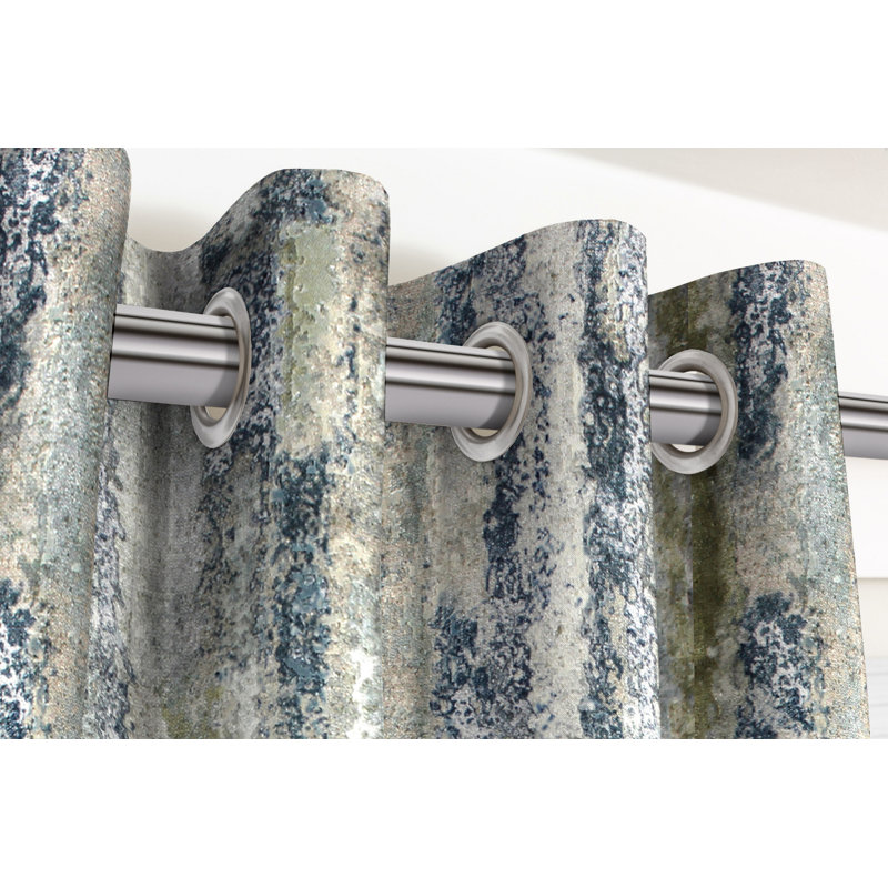 Kori Room Darkening Pair, Width 116 x Drop 137cm, Natural/Blue/White