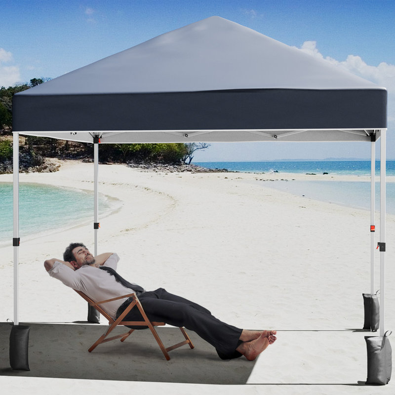 8 pi L 8 pi. D Auvent escamotable en métal, H 9 pi x l 10 pi x P 10 pi, Bleu