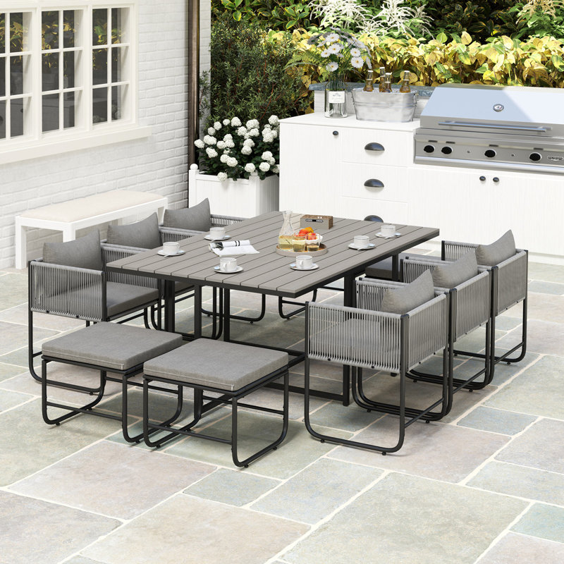 Rectangular 11 - Piece 6 - Person 165Cm L Outdoor Table Set