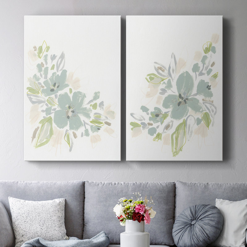 «Seafoam Petals» - Toile tendue avec châssis de qualité supérieure - Prêt à être accroché, H 48 po x l 32 po