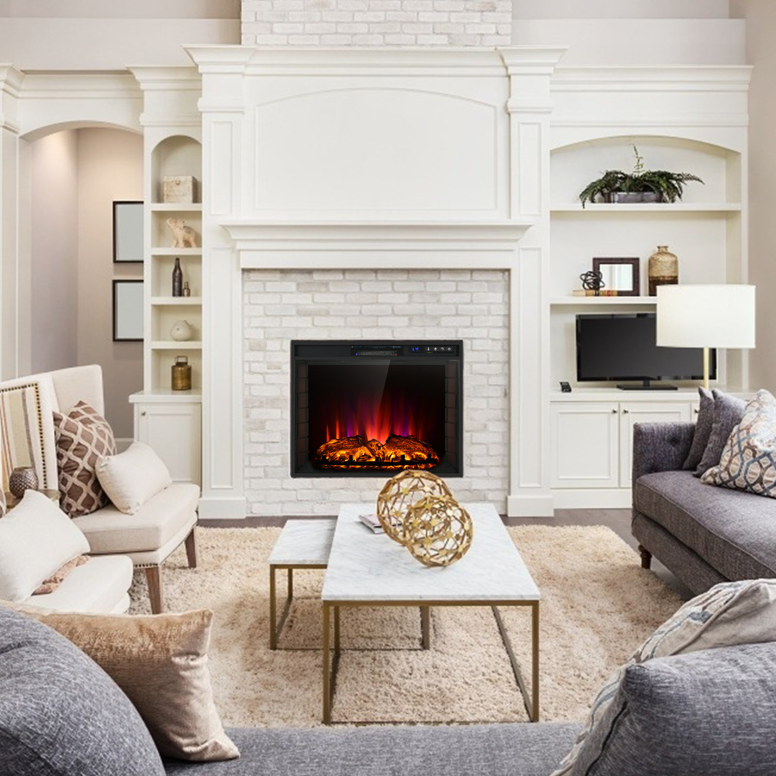 Symple Stuff Masa 27'' W Electric Fireplace Insert u0026 Reviews | Wayfair