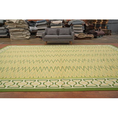 Élégant tapis scandinave kilim 12 x 18 avec motif complexe