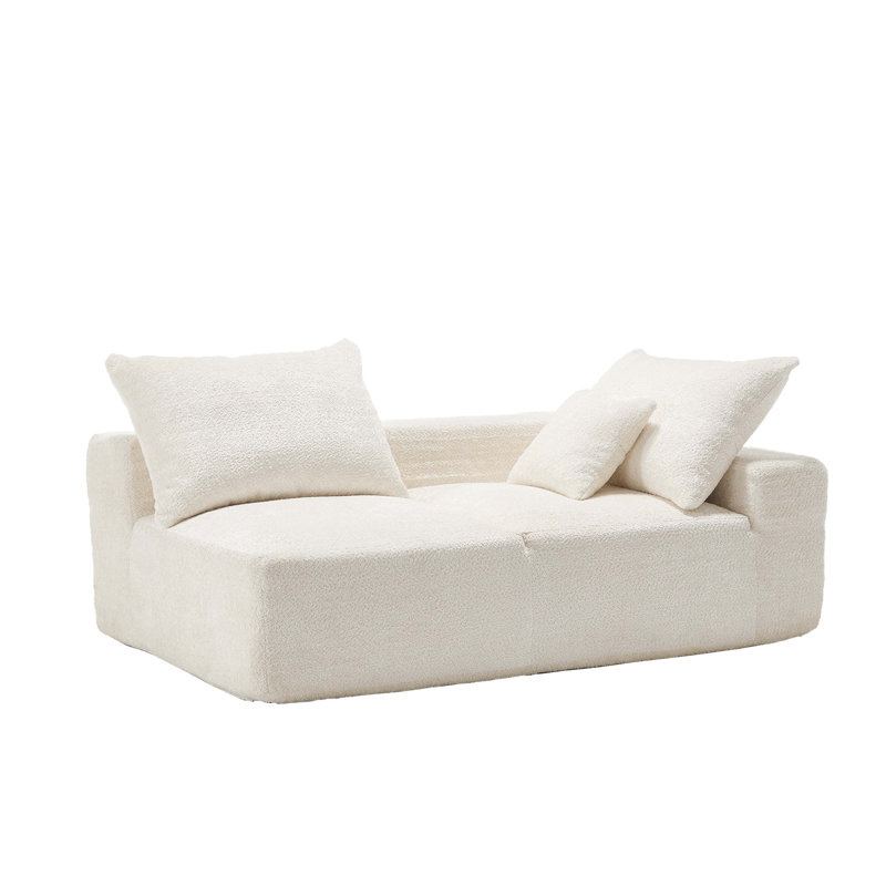 Canapé en chenille pleine mousse avec 2 coussins - aucun assemblage requis, Beige Boucle