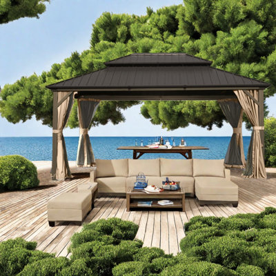 Spacious 12x16 Canopies & Gazebos(must Include Frame), Steel Modern Dining