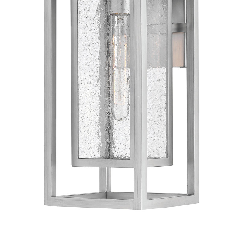 Republic Seeded Glass Outdoor Wall Mount Lantern, Satin Nickel, 16" H x 7" W x 6.75" D