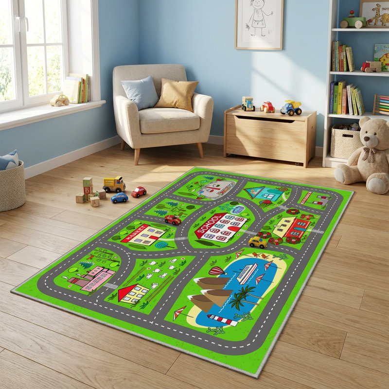 Tapis d'éveil pour enfants, motif de carte routière de la ville