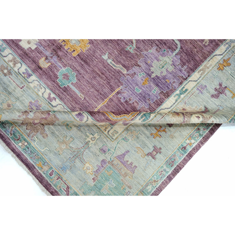 Hand Knotted Wool Area Rug in Blue And Brown