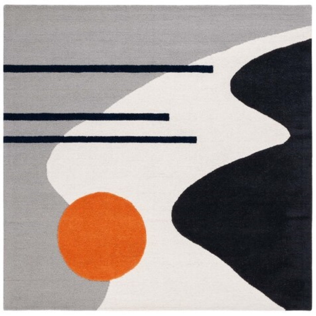 Felipe Handmade Wool Gray/Black Rug, Square 6'
