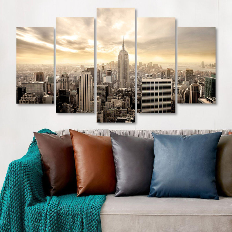 Superbe ensemble d'art mural décoratif en bois aggloméré 5 pièces, 39,4 x 23,6 pouces | 100% panneau de fibres à densité moyenne avec une épaisseur de 0,1 pouce, impression numérique UV | Parfait pour le salon, la chambre à coucher et le bureau, avec un design élégant et accrocheur