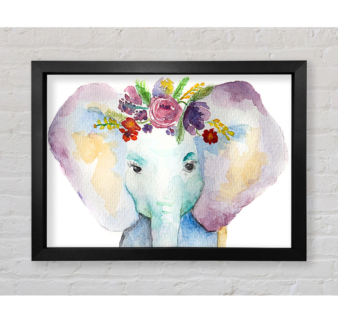 Elefant mit Blumen - Druck