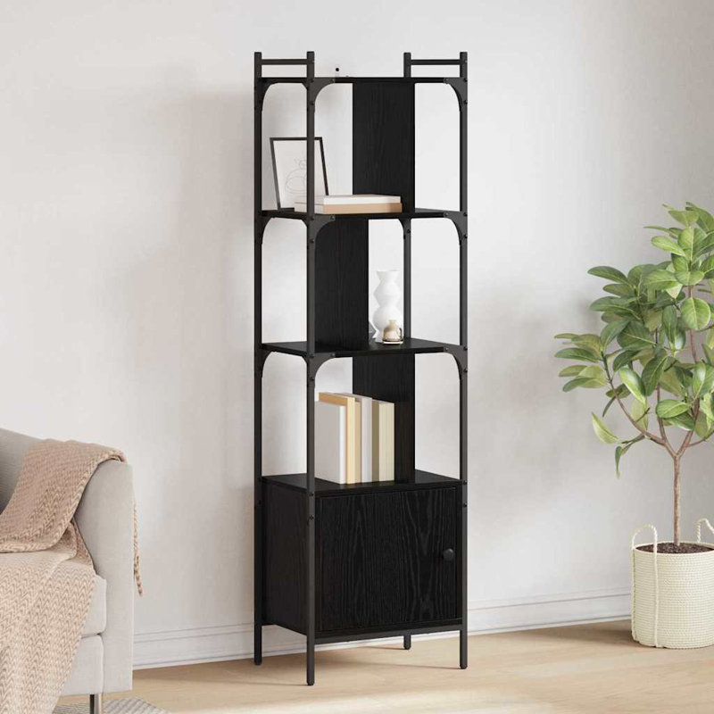 154.5cm H x 44.5cm W Metal Bookcase, Black Oak