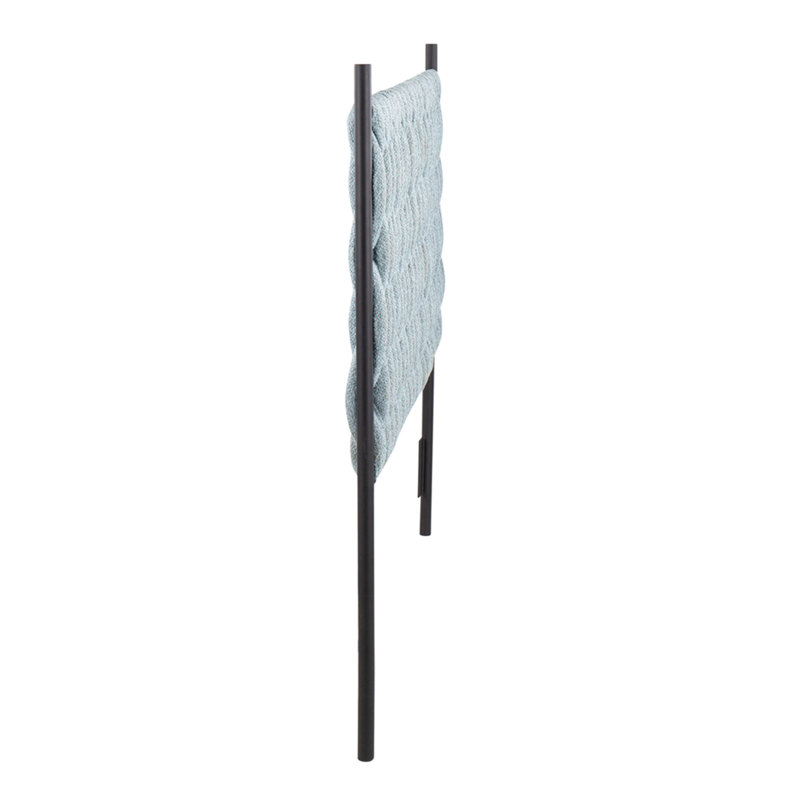 Tête de lit grand format en métal noir et tissu bleu