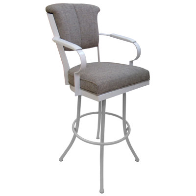 Très grand tabouret en métal de 34 po avec accoudoirs en bois Louis Miami - base Noam - frêne Portwood