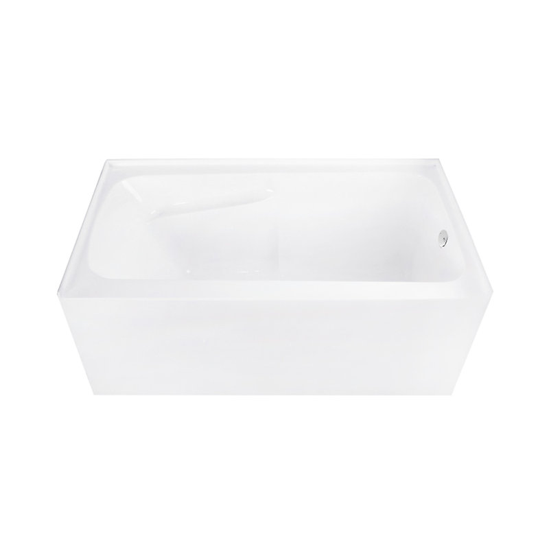 Kingston Brass Aqua Eden 54-Inch Acrylic Rectangular 3-Wall Alcove Tub With Armrests, Polished Chrome, Right