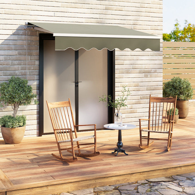 Aaronjoshua 2.5m W x 2m D Retractable Patio Awning, Grey