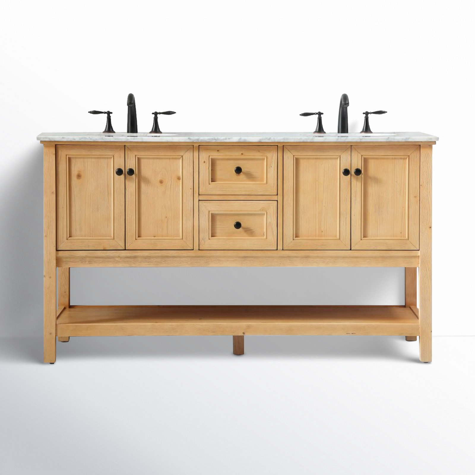 Bonsai 60'' Double Bathroom Vanity, Natural wood