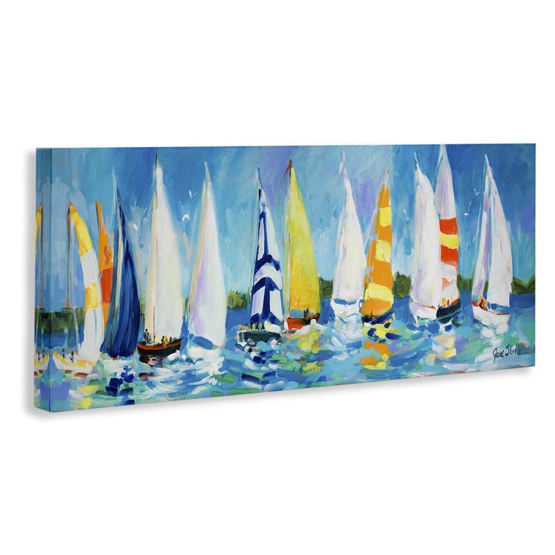 Regatta Sailboat Fleet Canvas Wall Art by Jane Slivka, 20" H x 48" W x 1.5" D