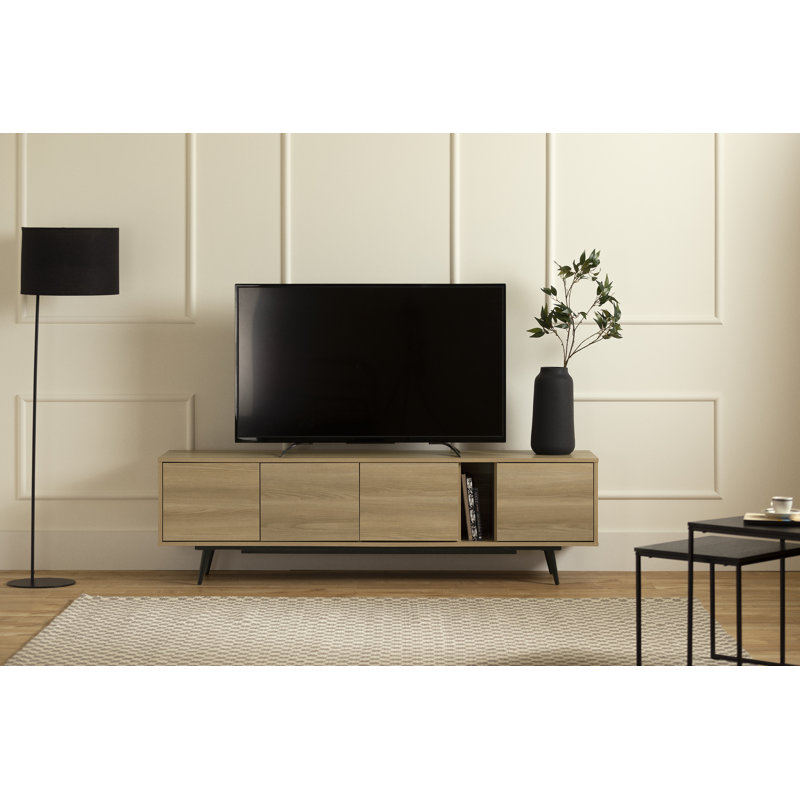 Natural Ash 71" TV Stand with Cabinets and Shelves