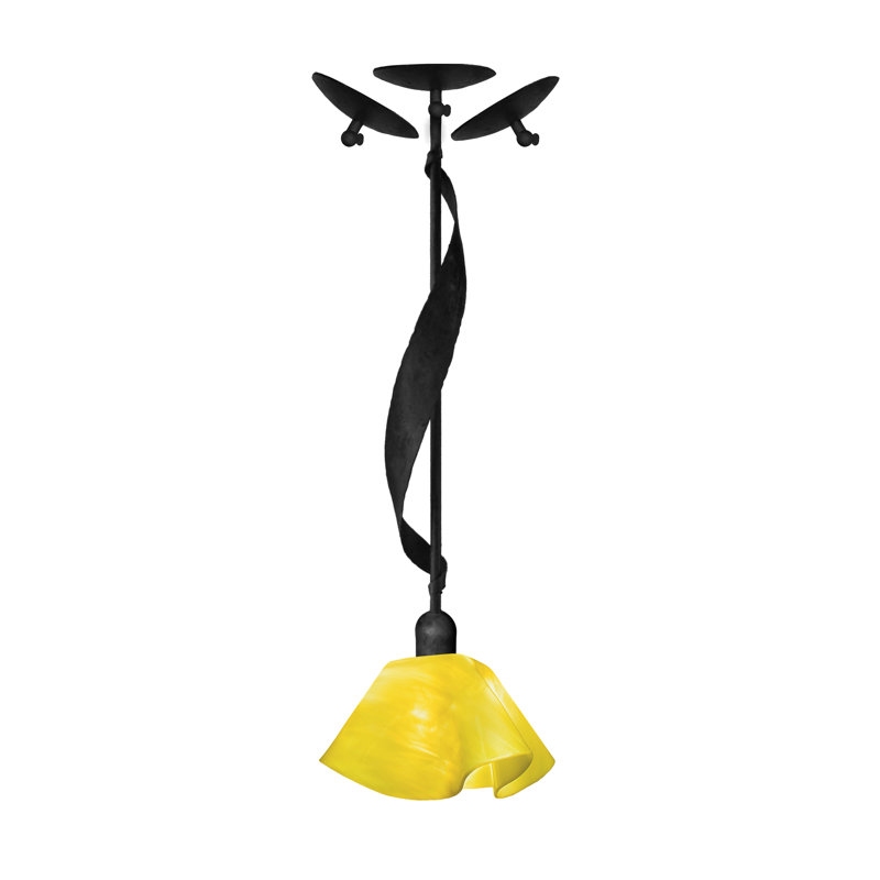 Luminaire suspendu géométrique 1 lumières unique Sapin, Noir, Jaune canari