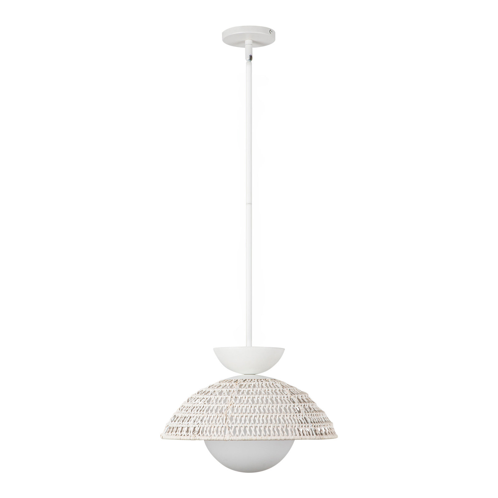 Byrone Single Light Rattan Steel Pendant, White