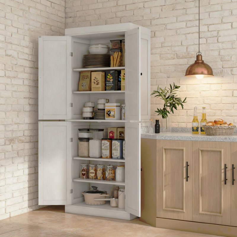 Armoire de cuisine de style nordique, armoire de rangement pour aliments autoportante, armoire de rangement avec portes et tablettes