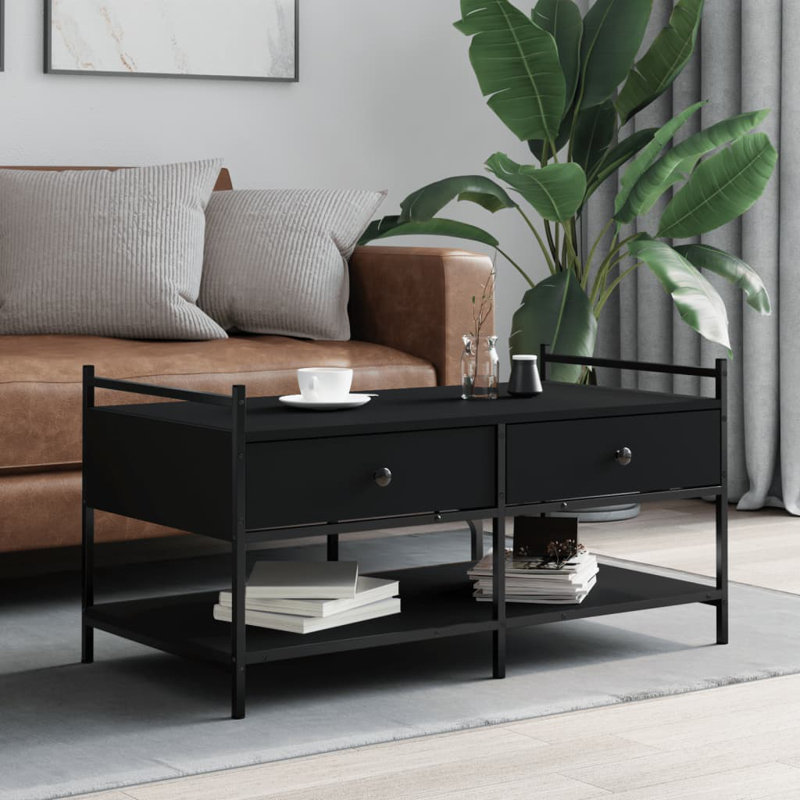 Hoch Four Leg Coffee Table with Storage, Black