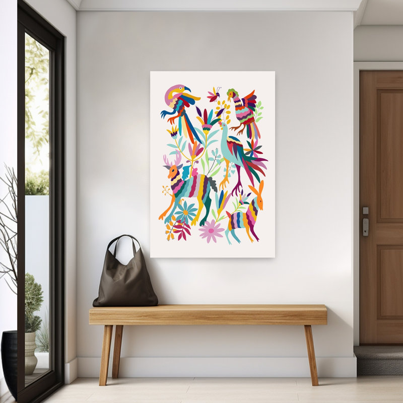 Otomi Artwork Abstract Contemporary Wall Art Print 1 Piece Wrapped Canvas Wall Art, 152.4 cm H x 101.6 cm W