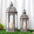 Set of 2 Outdoor Candle Lanterns 22"&17" H Decorative Vintage Metal-1806490282