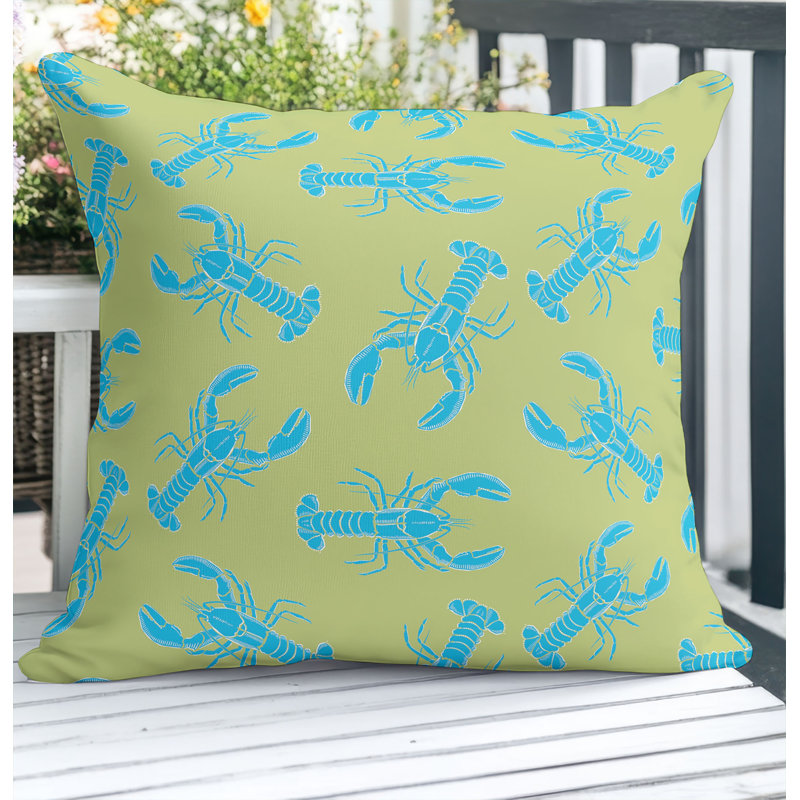 Coussin décoratif d'extérieur Lobster, Carré 20 po, Citron vert / bleu
