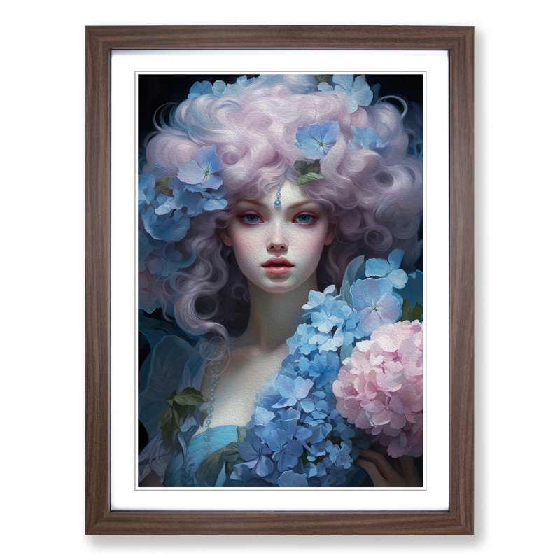 Hydrangea Rococo - Framed Print, 46cm H x 34cm W x 2cm D, Walnut Framed