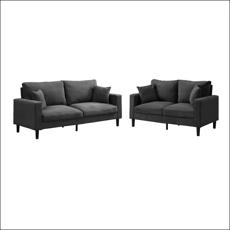 Two Piece Sofa Set, Dark Gray
