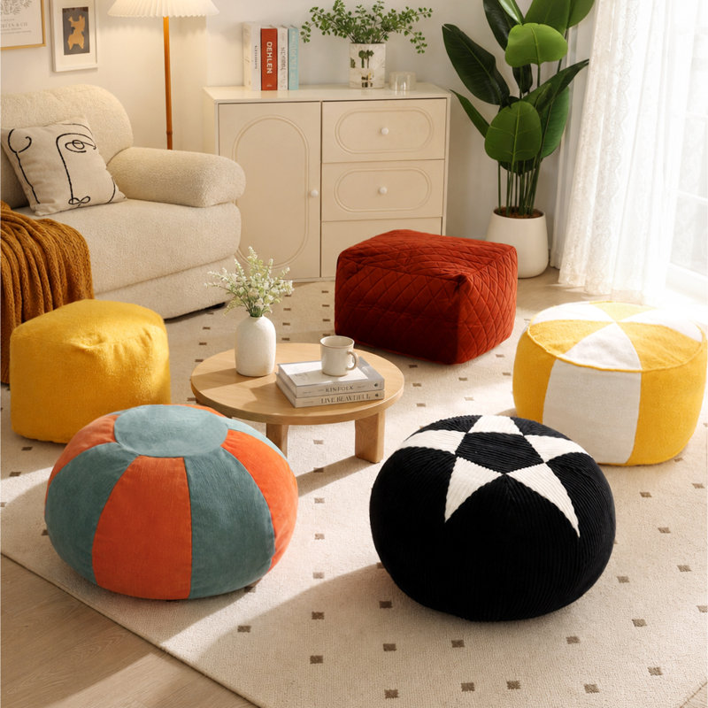 Upholstered Velvet Storage Pouf