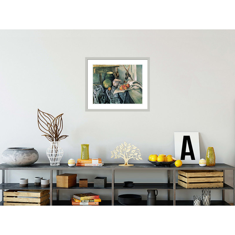 «Still Life with Pitcher and Aubergines» par Paul Cézanne, impression giclée encadrée, H 23,5 po x l 28,04 po