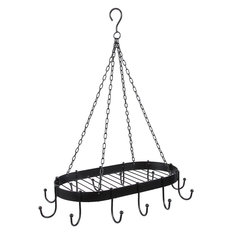 Metal Handcrafted Oval Hanging Pot Rack
