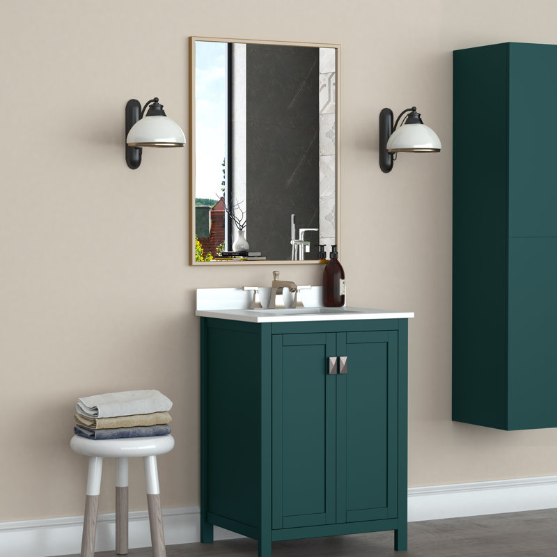 Miroir de salle de bain / Miroir de coiffeuse, 32 po x 24 po, Doré
