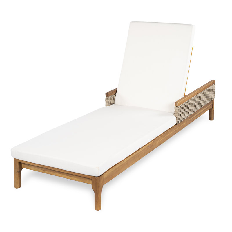 Plateforme, relaxation près de la piscine, coussin naturel + beige | 76,8 po x 26,0 po x 15,2 po | Bois d'acacia, polyester, osier | 1 pièce | Beige | Avec coussins de confort
