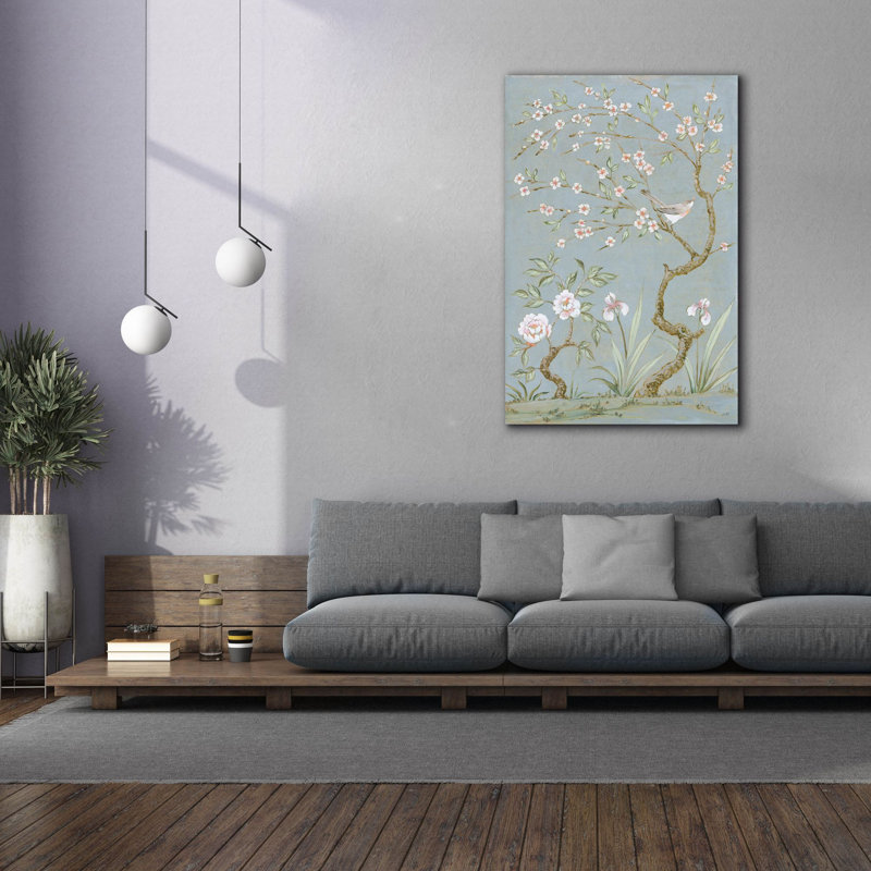 «Spring Mural 1 Blue» par Julia Purinton, art mural sur toile, H 60 po x l 40 po x P 1,5 po