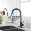 Robinet de cuisine noir mat mat avec tête de pulvérisation rétractable, conception à un levier pour un réglage simple de l'eau, bec haut rotatif à 360 °, surface rouillée, robinet à bec vers le bas en acier inoxydable, fonction rapide