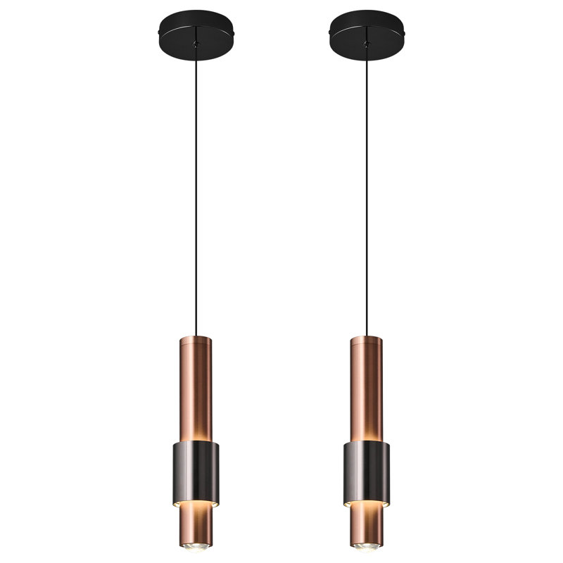 Mini-luminaire suspendu à DEL à intensité réglable et luminaire suspendu pour îlot de cuisine (2 pièces), Bronze / Noir