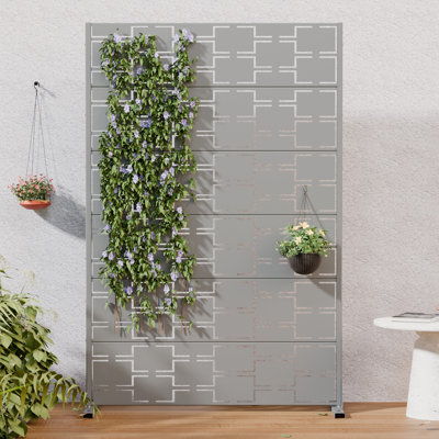 72" H x 47" W x 16" D Freestanding Outdoor Metal Privacy Screen Decorative Screen Room Divider Lattice Panel Fence Panel for Patio