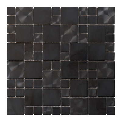 Brushed Nickel Jeweling Pattern Stainless Steel Mosaic Sheet Tile By Modket