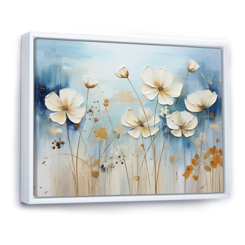 Collage de prairie - art mural prairie, H 12 po x l 20 po, Cadre flottant blanc