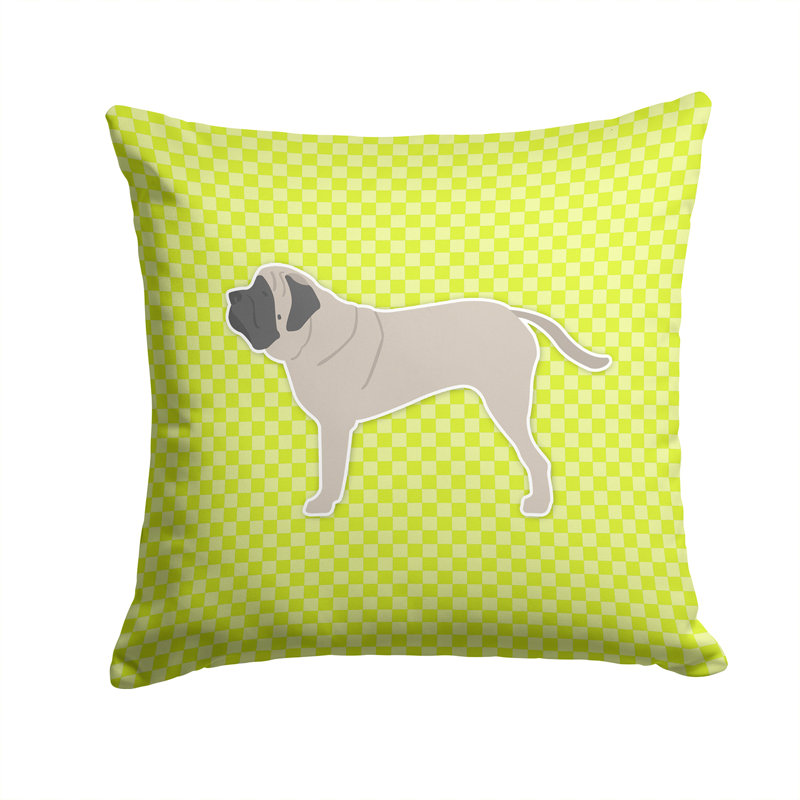 English Mastiff Indoor/Outdoor Throw Pillow, 14" H x 14" H x 3" D, Green