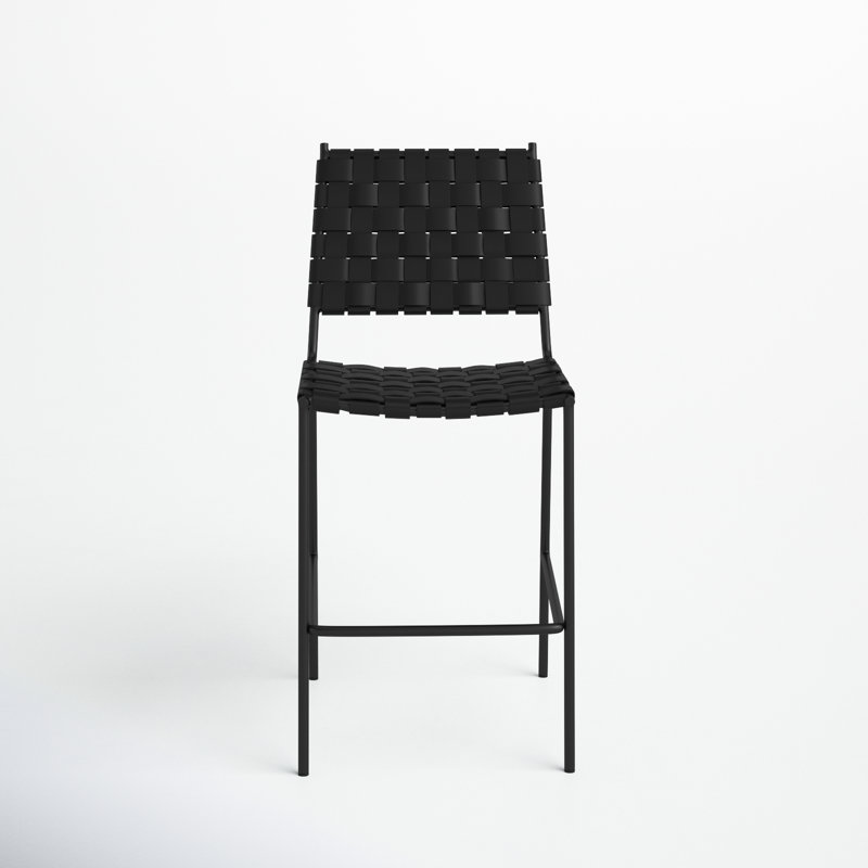 Ryland Upholstered Counter Stool with Metal Frame, Black, Black