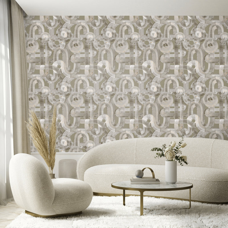Salt Sheen Finish Penello Brush Dance Design Wallpaper Roll, Bronze