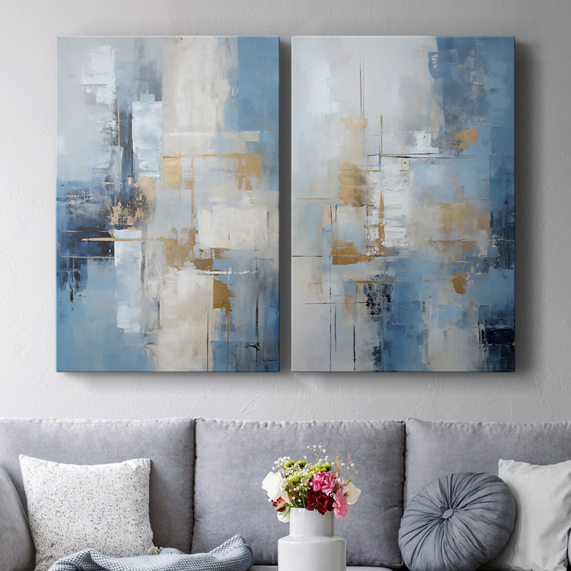 ABSTRACT Series Dxxxx - Toile tendue avec châssis de qualité supérieure - Prêt à être accroché, H 27 po x l 36 po